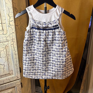 Girls Calvin Klein Jeans White Blue Floral Tank Top Dress Boho Size 6